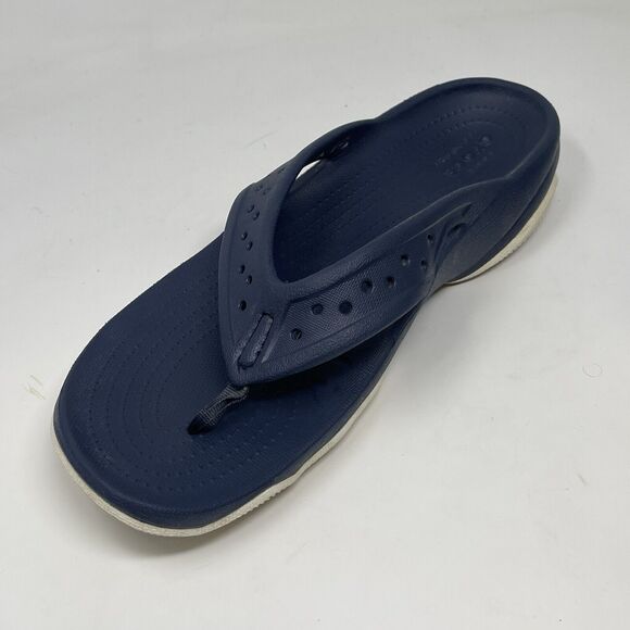 Crocs Swiftwater Deck Thong Sandals Mens 11 Blue Slip On Flip Flops Comfort - Picture 8 of 15